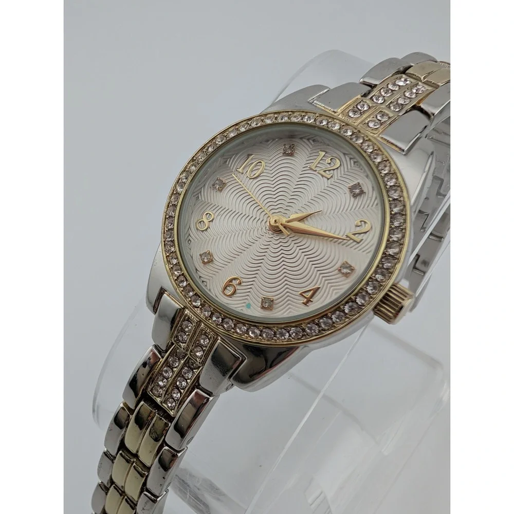 Women's Quartz Watch 27mm Case Rhinestone Bezel‎ Two Tone 7